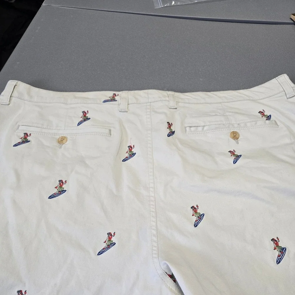 Tommy Bahama Mens 42 Shorts Surfboard Embroidered Beige Casual Chino - Picture 7 of 15